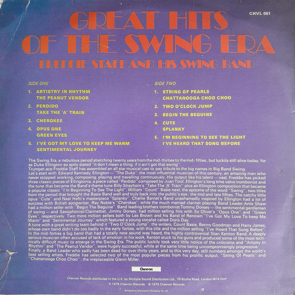 Freddie Staff And His Swing Band : Great Hits Of The Swing Era (LP, Album)