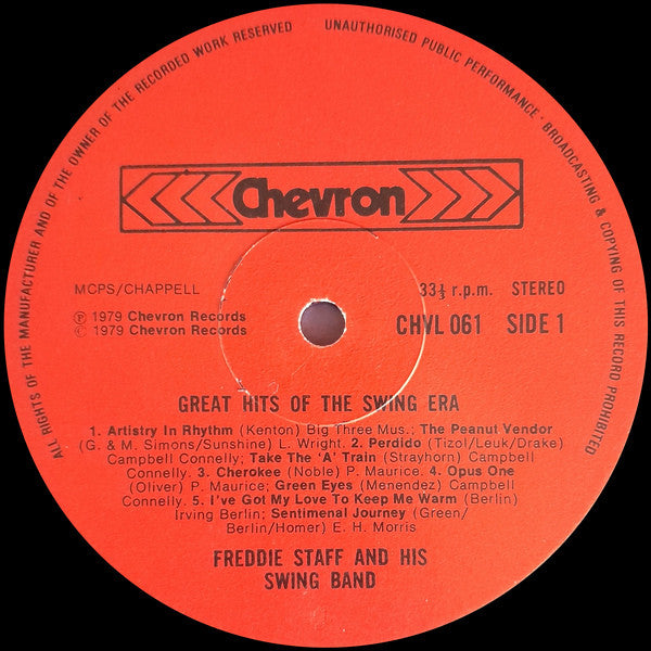 Freddie Staff And His Swing Band : Great Hits Of The Swing Era (LP, Album)