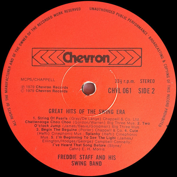 Freddie Staff And His Swing Band : Great Hits Of The Swing Era (LP, Album)