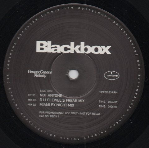 Black Box : Not Anyone (12", Promo)
