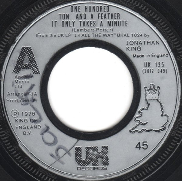 One Hundred Ton And A Feather : It Only Takes A Minute (7")