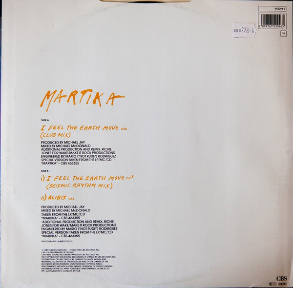 Martika : I Feel The Earth Move (12", Single)
