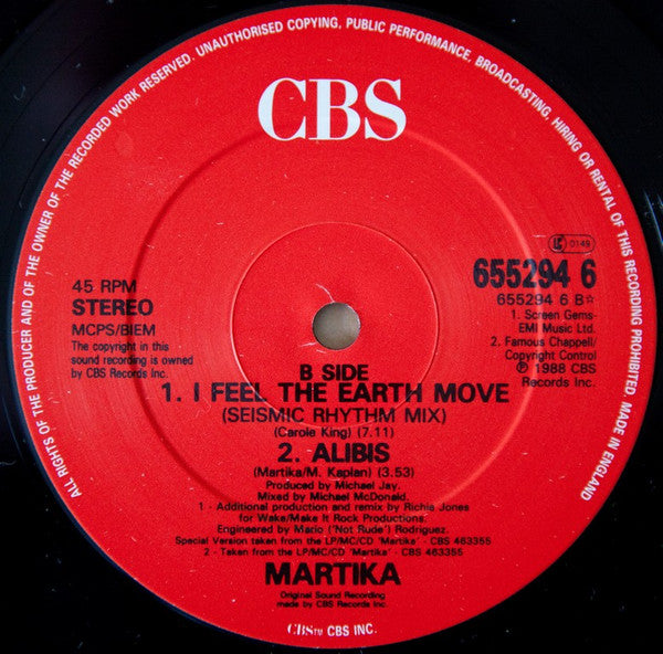 Martika : I Feel The Earth Move (12", Single)
