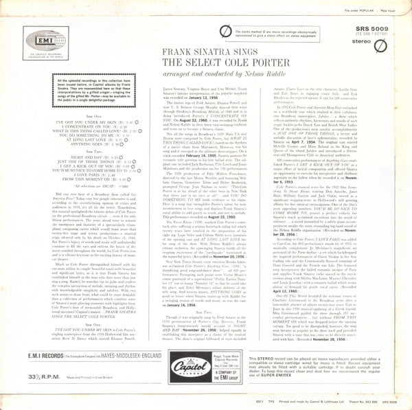 Frank Sinatra : Sings The Select Cole Porter (LP, Comp, RE)