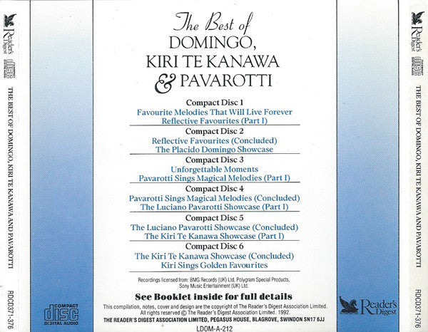 Placido Domingo, Kiri Te Kanawa, Luciano Pavarotti : The Best Of Domingo, Kiri Te Kanawa & Pavarotti (6xCD, Comp)
