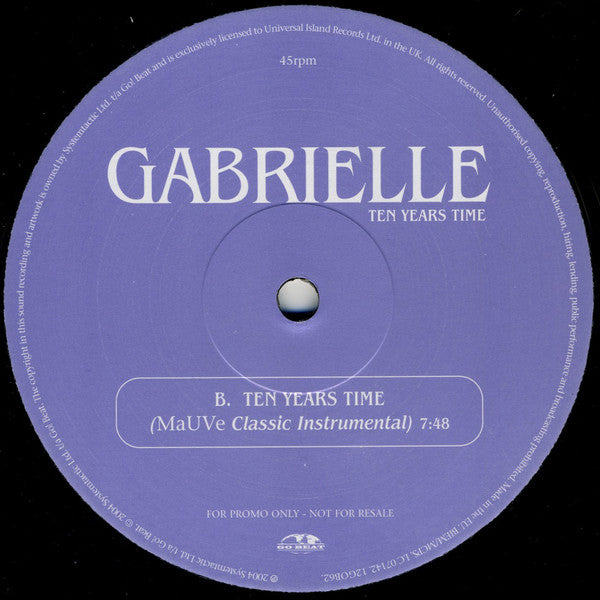 Gabrielle : Ten Years Time (12", Promo)