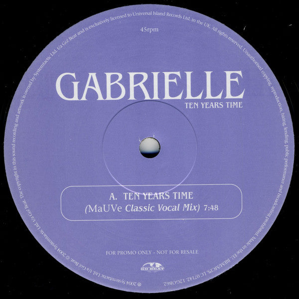 Gabrielle : Ten Years Time (12", Promo)