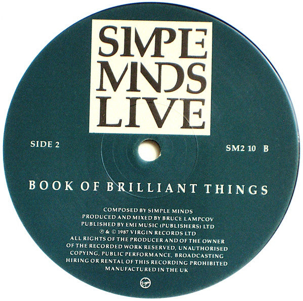 Simple Minds : Promised You A Miracle / Book Of Brilliant Things (Simple Minds Live) (10", Single, Ltd, Pos)