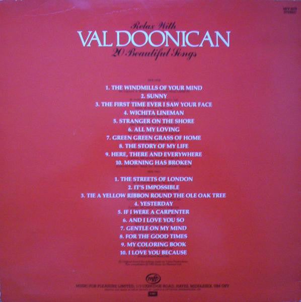 Val Doonican : Relax With Val Doonican - 20 Beautiful Songs (LP, Comp)