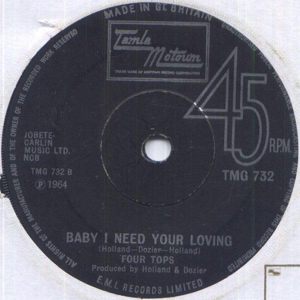 Four Tops : I Can't Help Myself / Baby I Need Your Loving (7", Single, Sol)