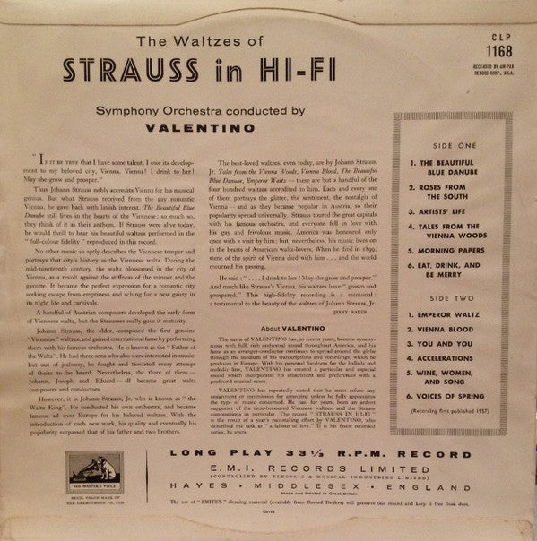 Unknown Artist, Valentino (14) : The Waltzes Of Strauss In Hi-Fi  (LP)