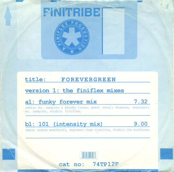 Finitribe : Forevergreen (Version 1: The Finiflex Mixes) (12", Single, Blu)
