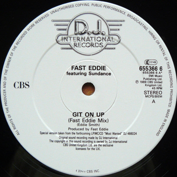 "Fast" Eddie Smith Featuring Sundance (2) : Git On Up (12", Single)