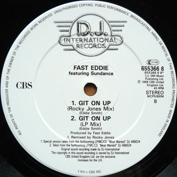 "Fast" Eddie Smith Featuring Sundance (2) : Git On Up (12", Single)