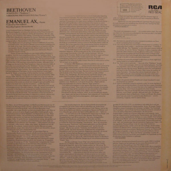 Ludwig van Beethoven / Emanuel Ax : "Waldstein" Sonata / "Eroica" Variations (LP)