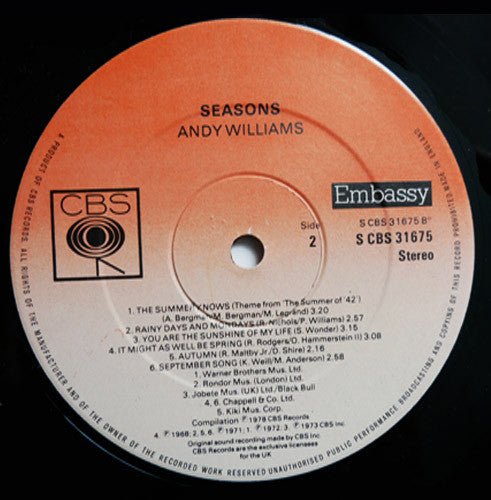 Andy Williams : Seasons (LP, Album, Comp)