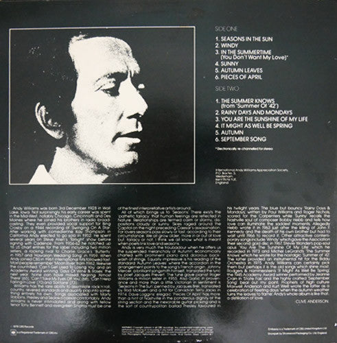 Andy Williams : Seasons (LP, Album, Comp)