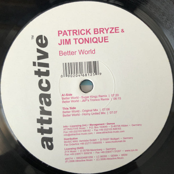 Patrick Bryze & Jim Tonique : Better World (12")