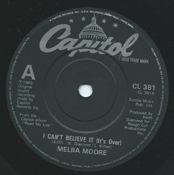 Melba Moore : I Can't Believe It (It's Over) (7")