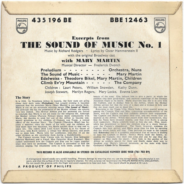 Rodgers & Hammerstein, Mary Martin : Excerpts From "The Sound Of Music" - No. 1 (7", EP)