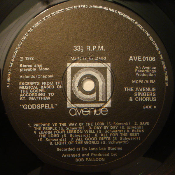 Avenue Singers And Chorus : Godspell (LP)