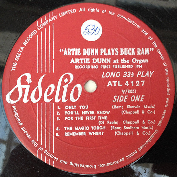 Artie Dunn : Artie Dunn At The Organ Plays Buck Ram (LP)