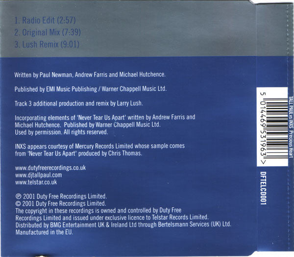 Tall Paul Vs INXS : Precious Heart (CD, Single)