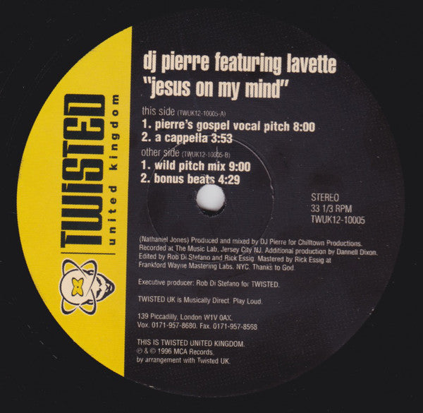 DJ Pierre : Jesus On My Mind (12")