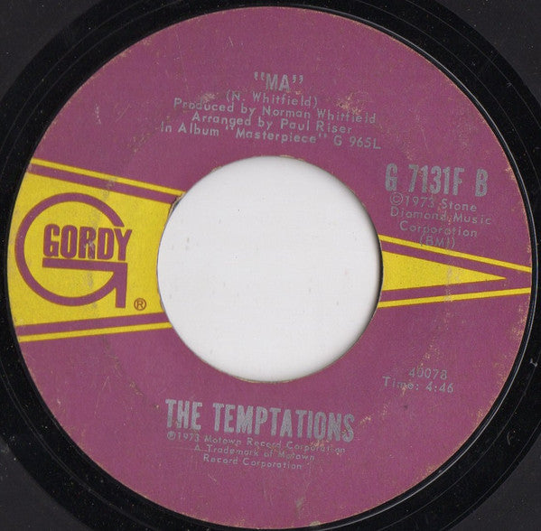 The Temptations : Hey Girl (I Like Your Style) / Ma (7", Single, Styrene, Ter)