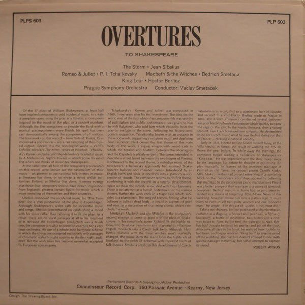 Jean Sibelius / Pyotr Ilyich Tchaikovsky / Bedřich Smetana / Hector Berlioz / The Prague Symphony Orchestra / Václav Smetáček : Overtures To Shakespeare (LP)