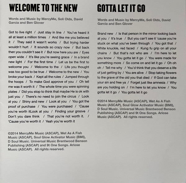 MercyMe : Welcome To The New (CD, Album)