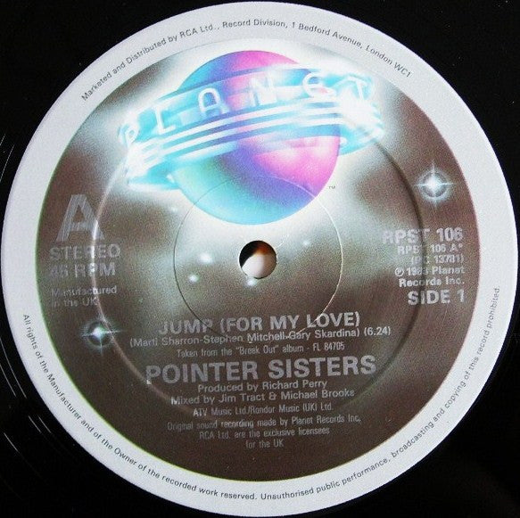 Pointer Sisters : Jump (For My Love) (12")