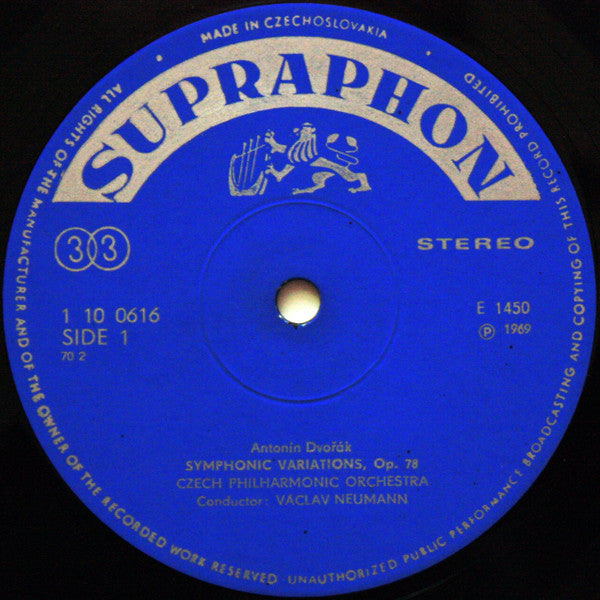 Antonín Dvořák – The Czech Philharmonic Orchestra, Václav Neumann : Symphonic Variations · Scherzo Capriccioso · Notturno (LP, RP)