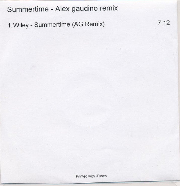 Wiley (2) : Summertime (Alex Gaudino Remix) (CDr, Promo)