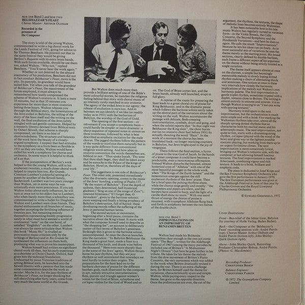 Sir William Walton, André Previn : Belshazzar's Feast (LP, Gat)