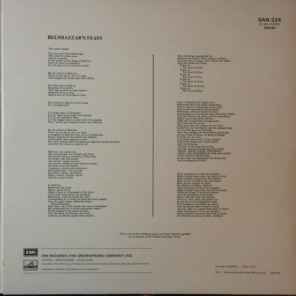 Sir William Walton, André Previn : Belshazzar's Feast (LP, Gat)