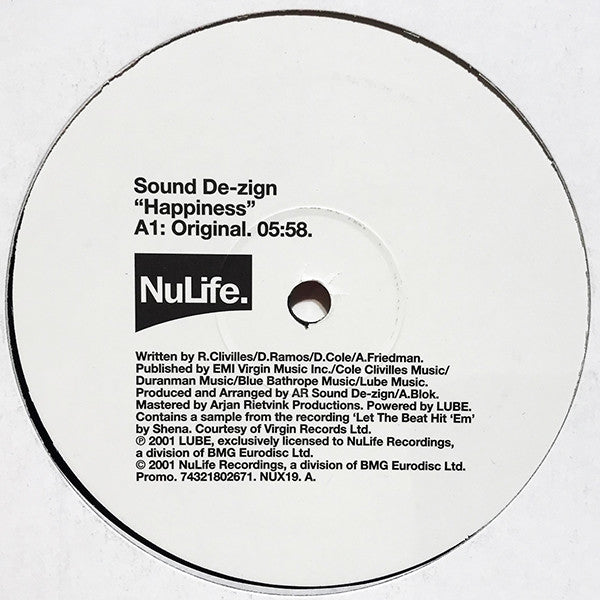 Sound De-Zign : Happiness (12", Promo)