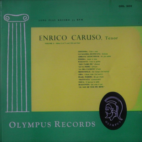 Enrico Caruso : Enrico Caruso Volume 2 - Milan G&T's And "Hill And Dale" (LP, Comp, Mono)
