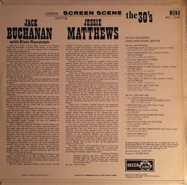 Jack Buchanan With Elsie Randolph / Jessie Matthews (2) : London Screen Scene  (LP, Comp, Mono)
