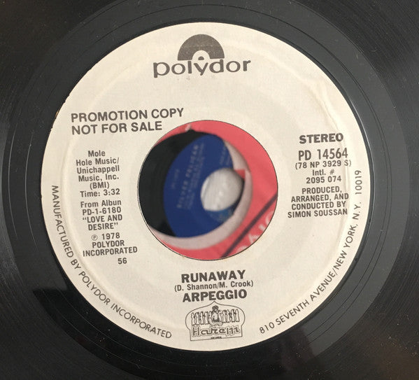 Arpeggio (2) : Runaway (7", Single, Promo)