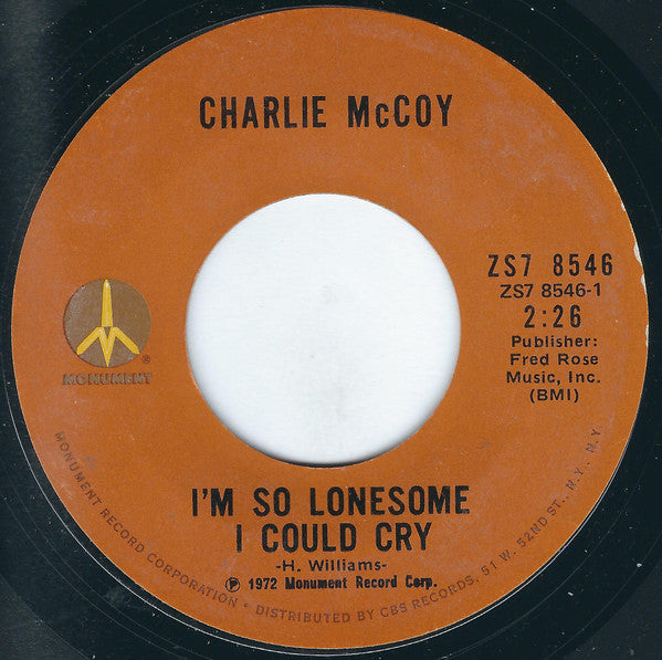 Charlie McCoy : I'm So Lonesome I Could Cry / Grade A (7", Mono, Styrene, Ter)