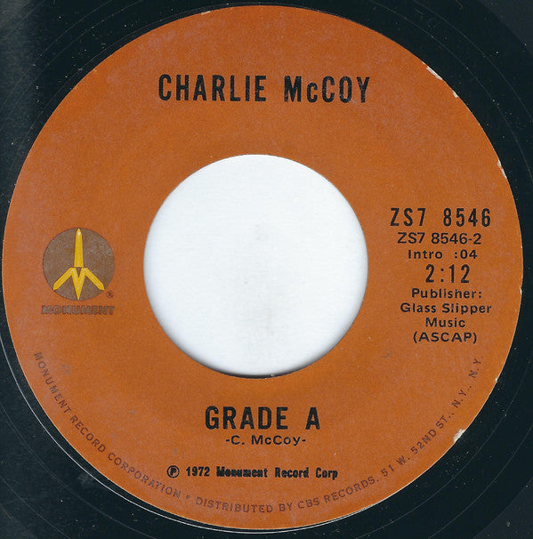Charlie McCoy : I'm So Lonesome I Could Cry / Grade A (7", Mono, Styrene, Ter)