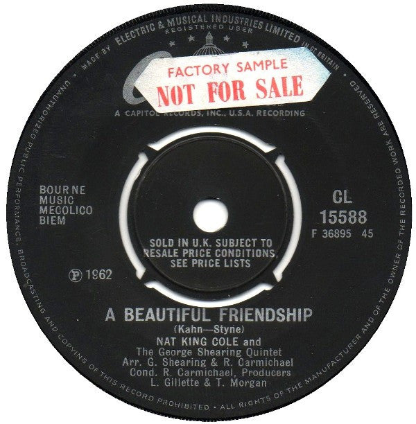 Nat King Cole : Answer Me / A Beautiful Friendship (7", Single)