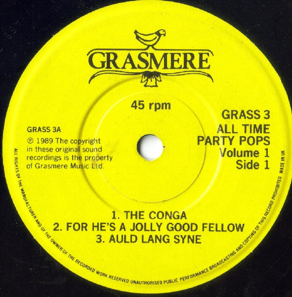 Unknown Artist : All-Time Party Pops Volume One (7")