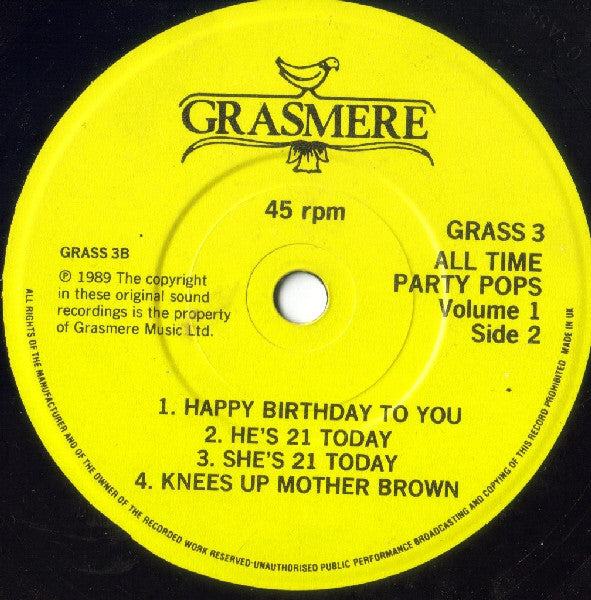 Unknown Artist : All-Time Party Pops Volume One (7")
