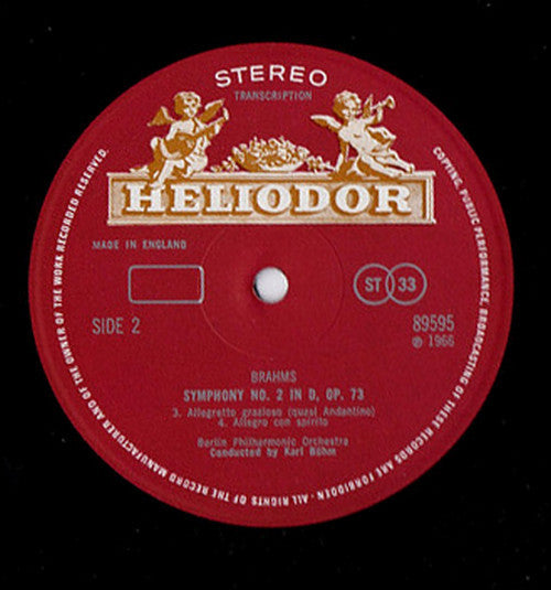 Johannes Brahms, Karl Böhm, Berliner Philharmoniker : Symphony No. 2 D Major Op. 73 (LP, Album, RE, Fak)