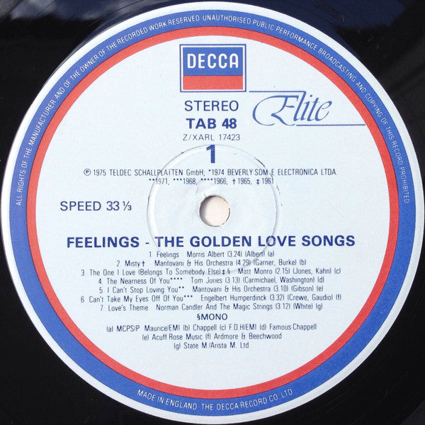 Various : Feelings - The Golden Love Songs (LP, Comp)