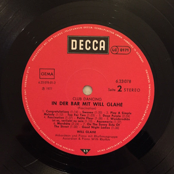 Will Glahé : Club Dancing (In Der Bar Mit Will Glahé) (LP, Album)