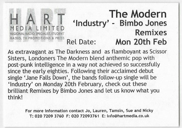 The Modern : Industry Remixes #1 (CD, Maxi, Promo)