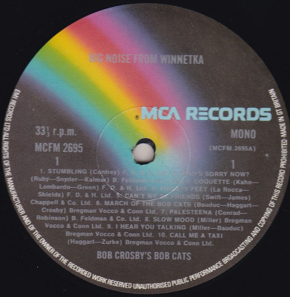Bob Crosby And The Bob Cats : Big Noise From Winnetka (LP, Comp, Mono)